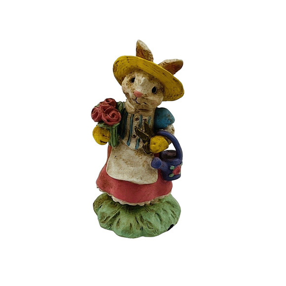 Cottontail Lane Gardening Bunny Resin Figurine Shears Watering Can Easter Spring - Picture 1 of 5